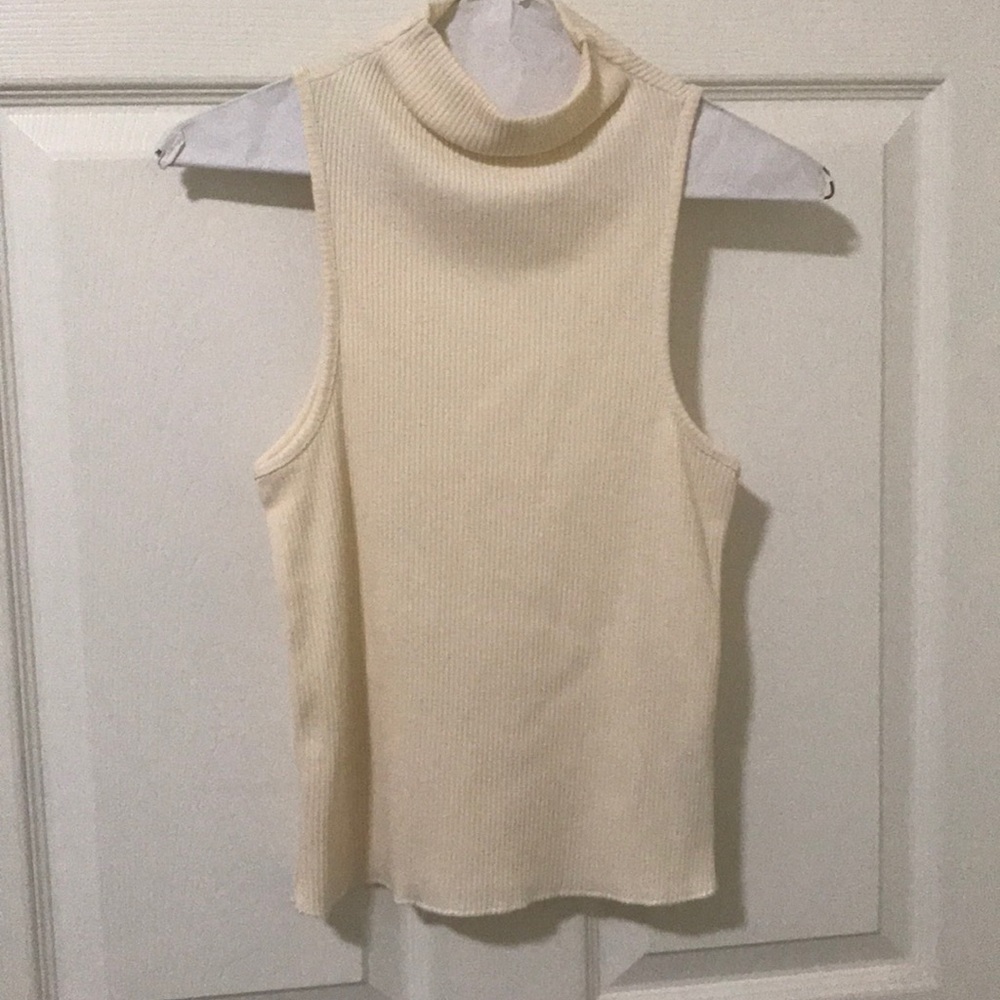 Topshop Ribbed, mock neck sleeveless sweater